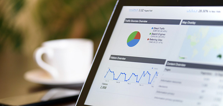 Image of laptop showing web statistics